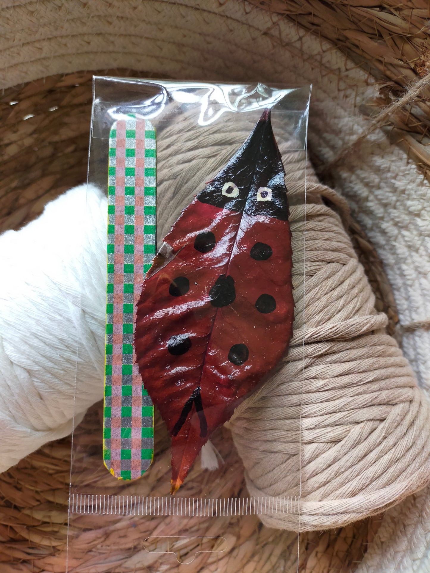 Segnalibro con coccinella portafortuna